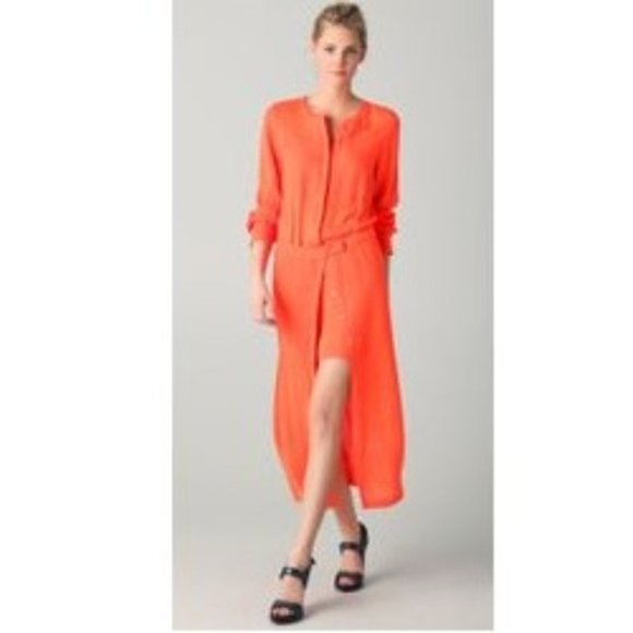 A.L.C. Dresses & Skirts - A.L.C Orange Silk Shirt Maxi Dress